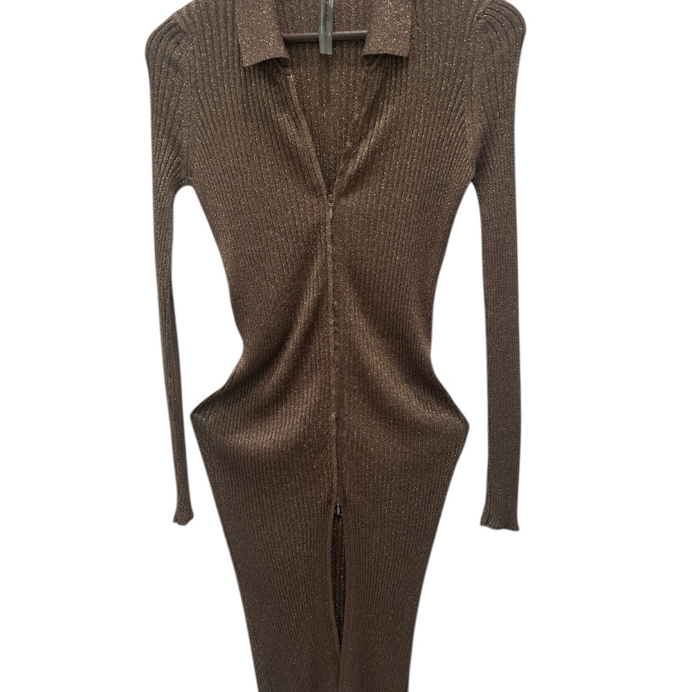 Anthropologie Women’s Ribbed Metallic Sweater Dress – Size SP